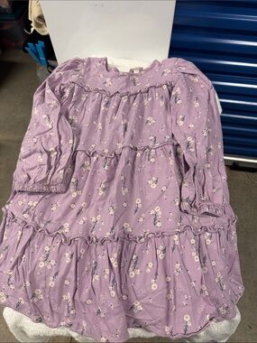 Cat & Jack Lavender Floral Tiered Long-Sleeve Dress